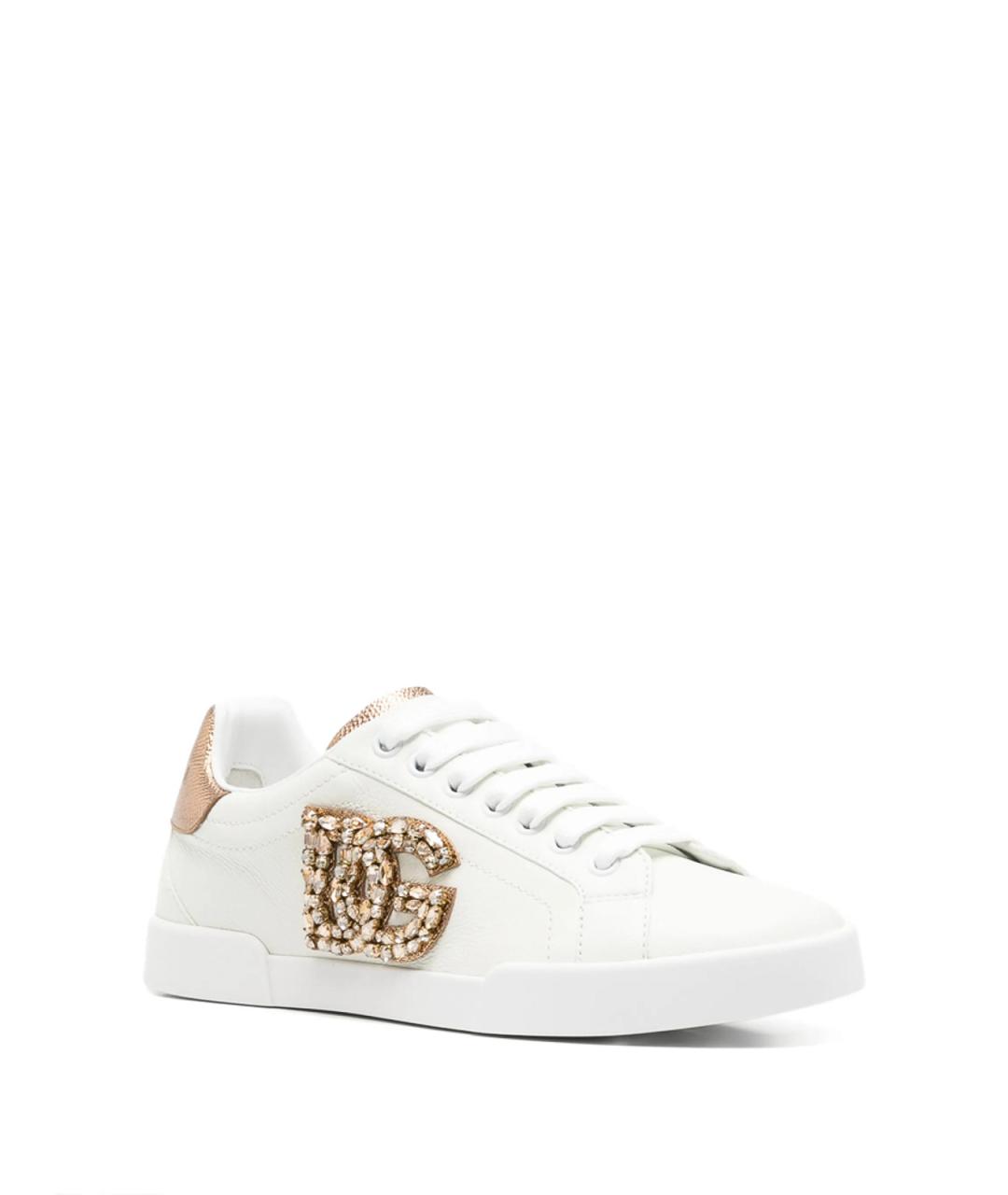 DOLCE&GABBANA Белые кожаные кеды, фото 3