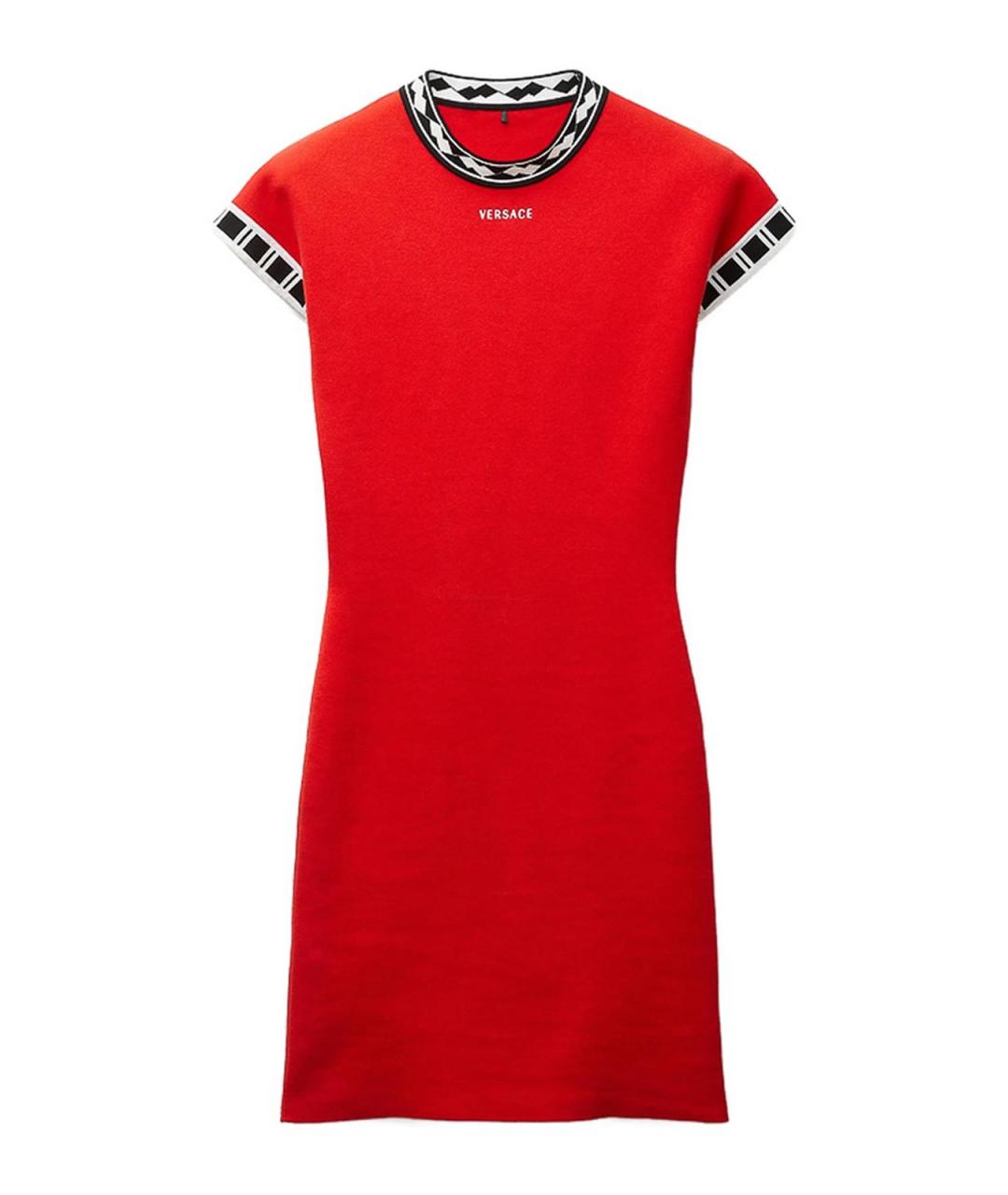 VERSACE Красное хлопковое повседневное платье, фото 1