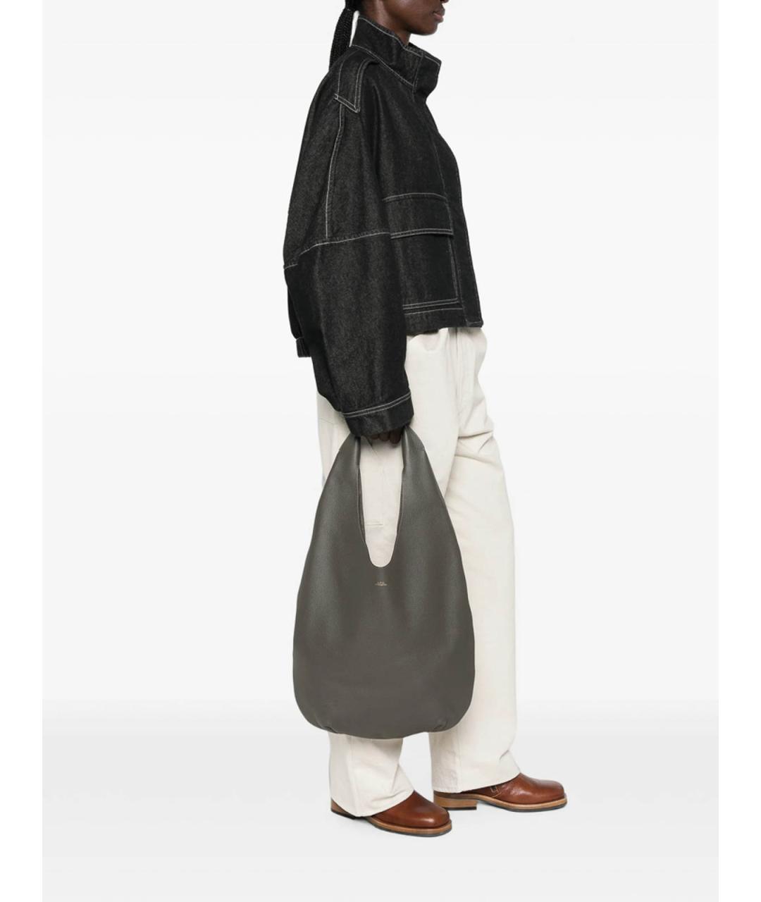 A.P.C. Серая кожаная сумка тоут, фото 4