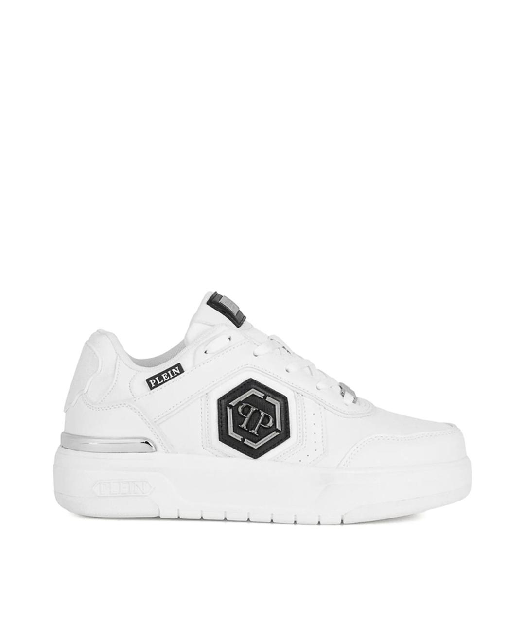PHILIPP PLEIN Белые кожаные низкие кроссовки / кеды, фото 1