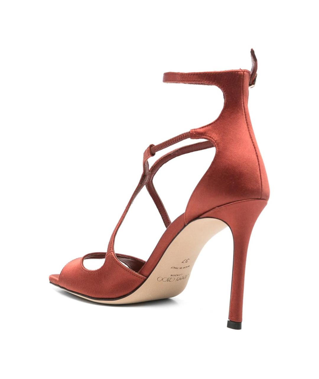 JIMMY CHOO Красные кожаные босоножки, фото 4