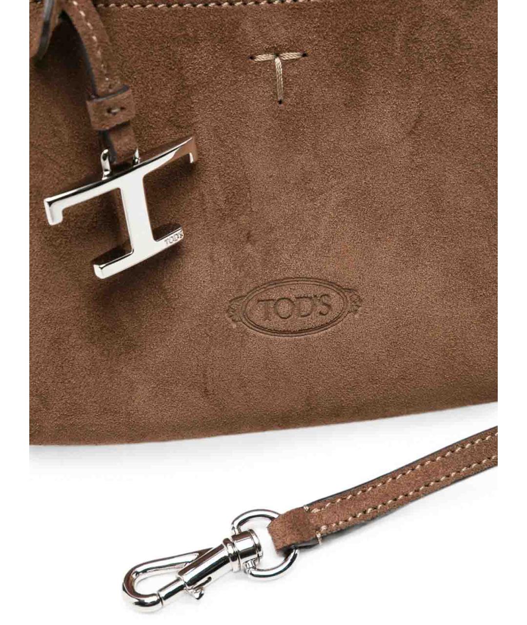 TOD'S Коричневая замшевая сумка с короткими ручками, фото 3