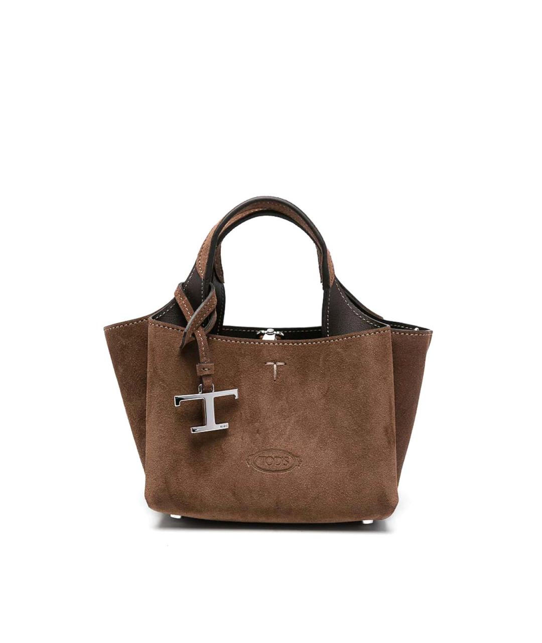 TOD'S Коричневая замшевая сумка с короткими ручками, фото 1