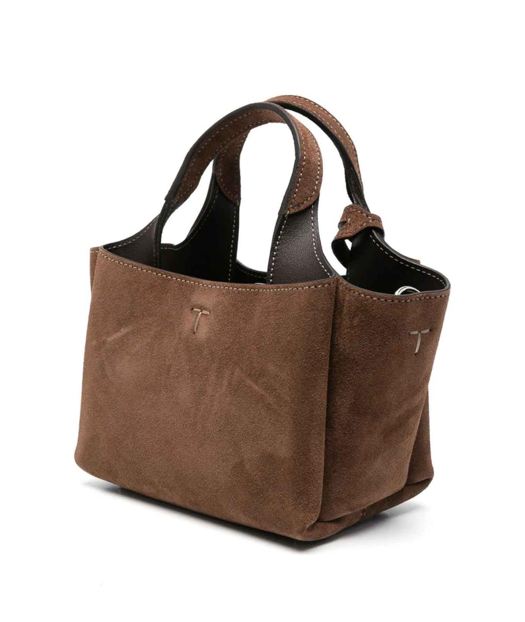 TOD'S Коричневая замшевая сумка с короткими ручками, фото 4