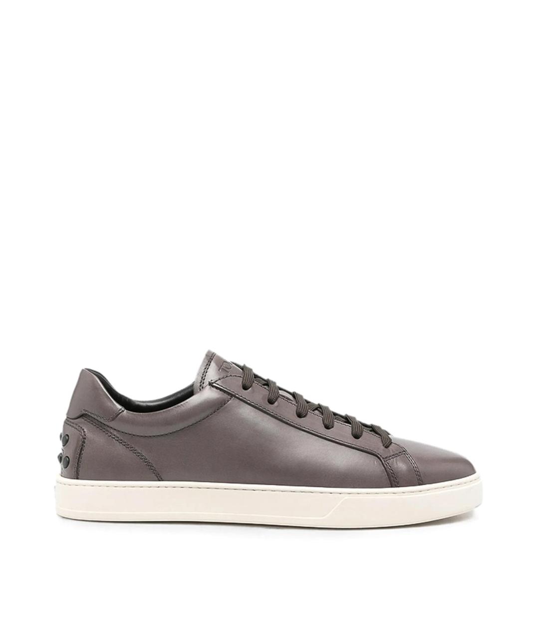 TOD'S Серые кожаные низкие кроссовки / кеды, фото 1