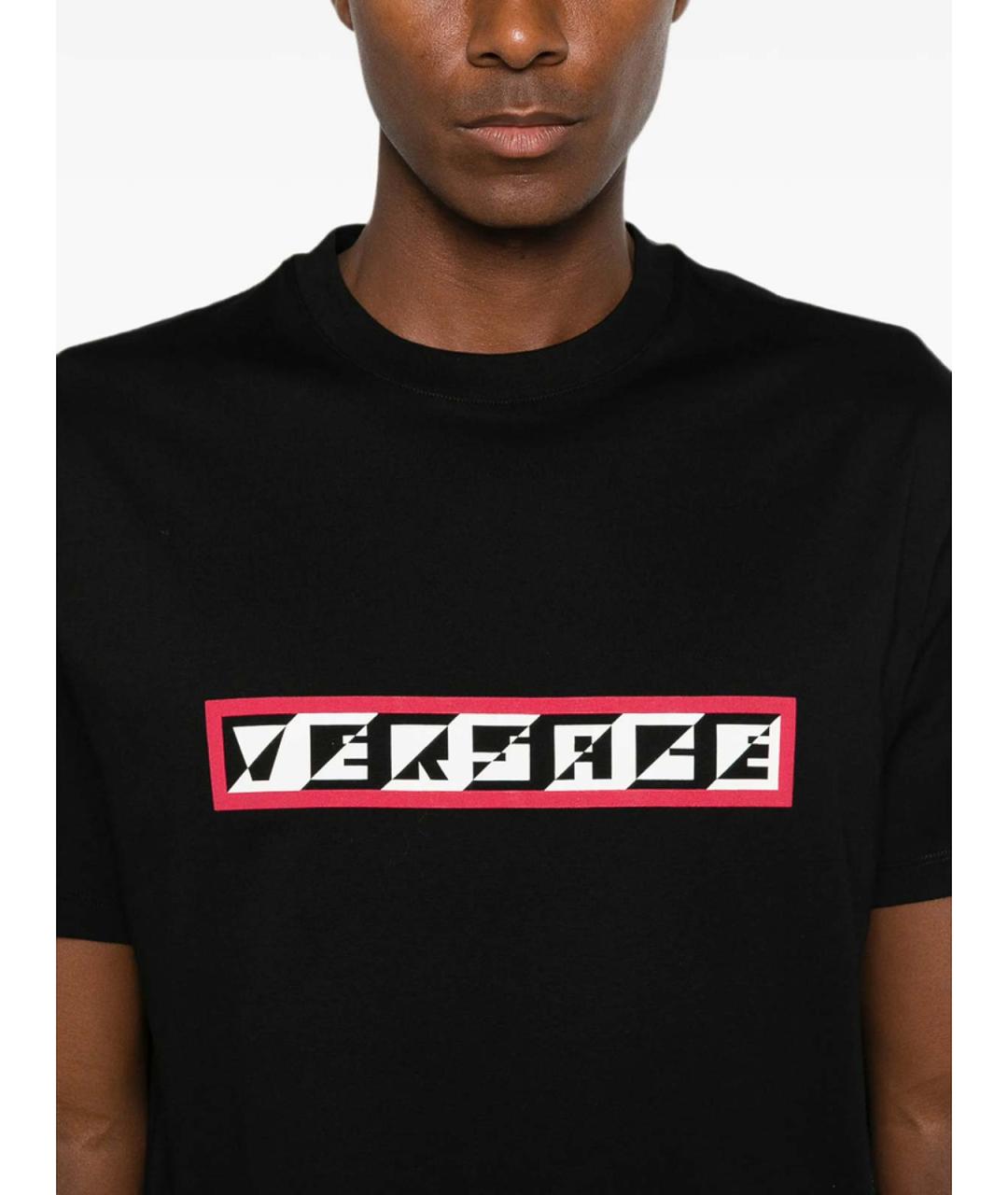 VERSACE Черная хлопковая футболка, фото 2