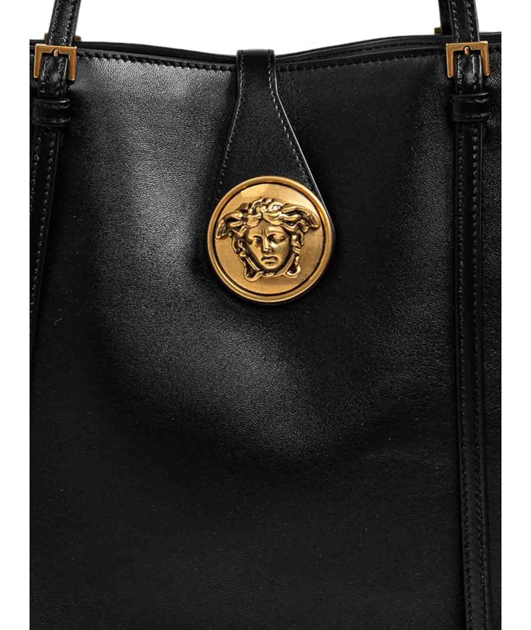 VERSACE Черная кожаная сумка тоут, фото 2