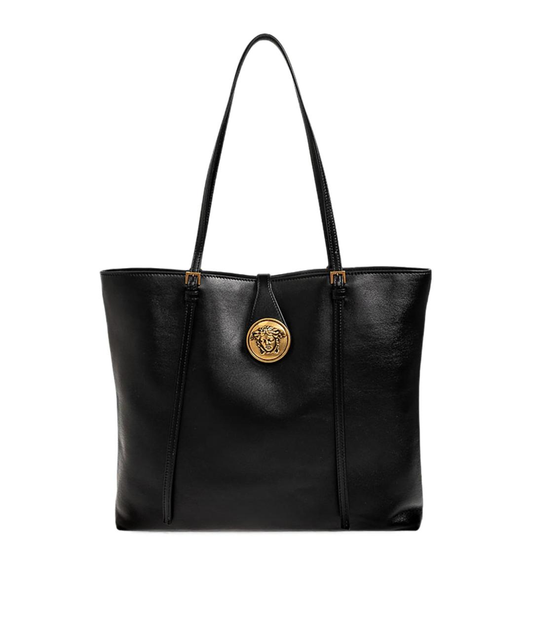 VERSACE Черная кожаная сумка тоут, фото 1