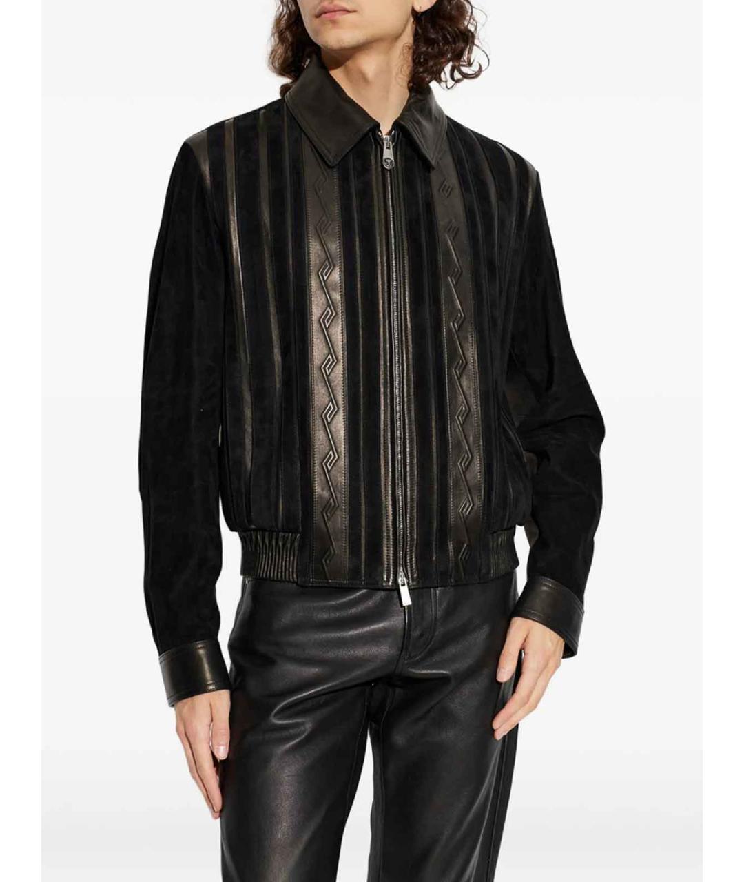 VERSACE Черная кожаная куртка, фото 3