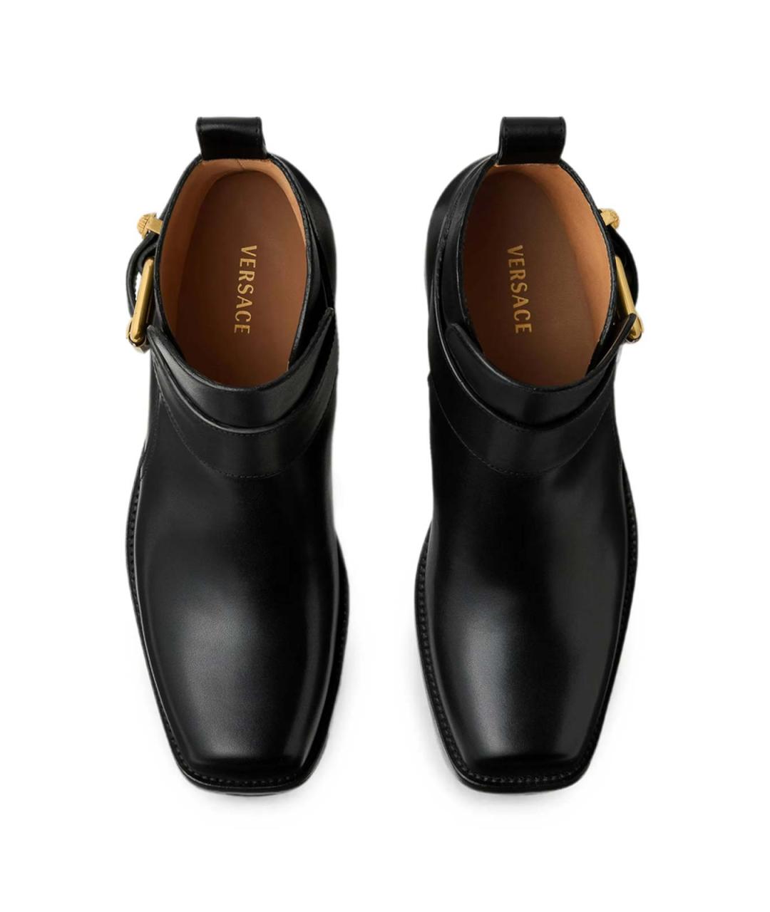 VERSACE Черные кожаные высокие ботинки, фото 2