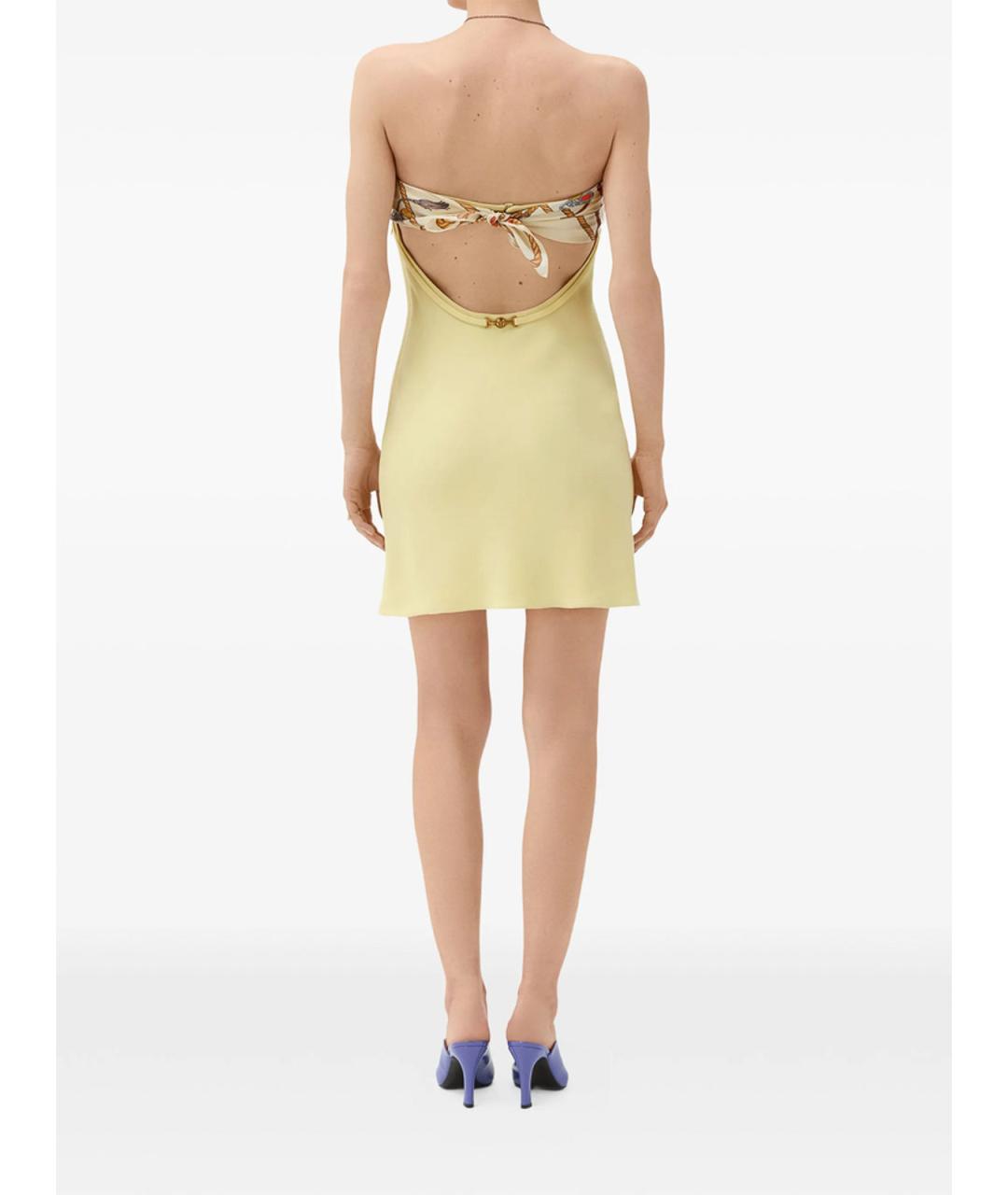 VERSACE Бежевое шелковое повседневное платье, фото 3