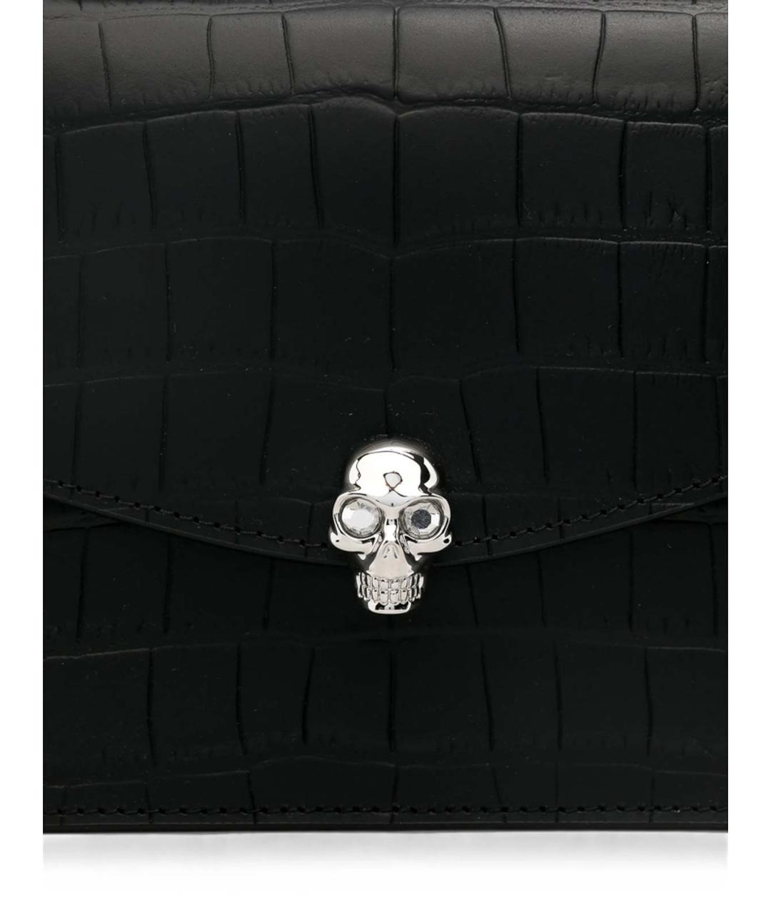 ALEXANDER MCQUEEN Черная кожаная сумка с короткими ручками, фото 3