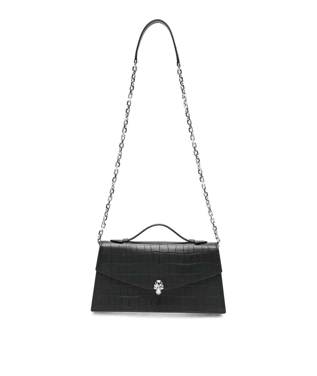 ALEXANDER MCQUEEN Черная кожаная сумка с короткими ручками, фото 1