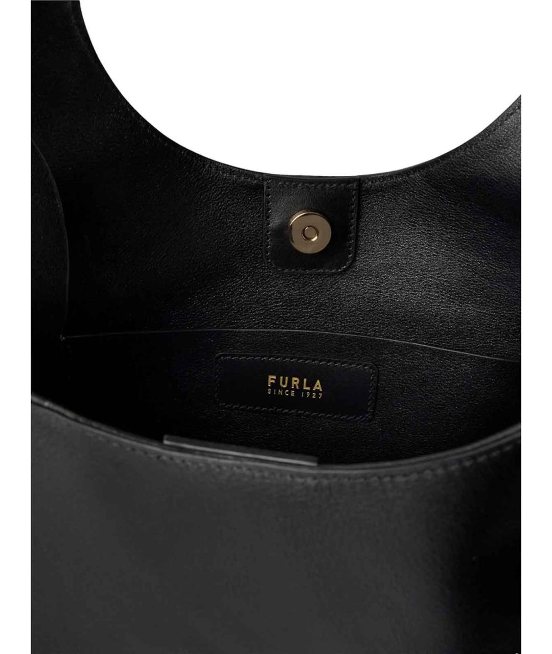 FURLA Черная кожаная сумка тоут, фото 2