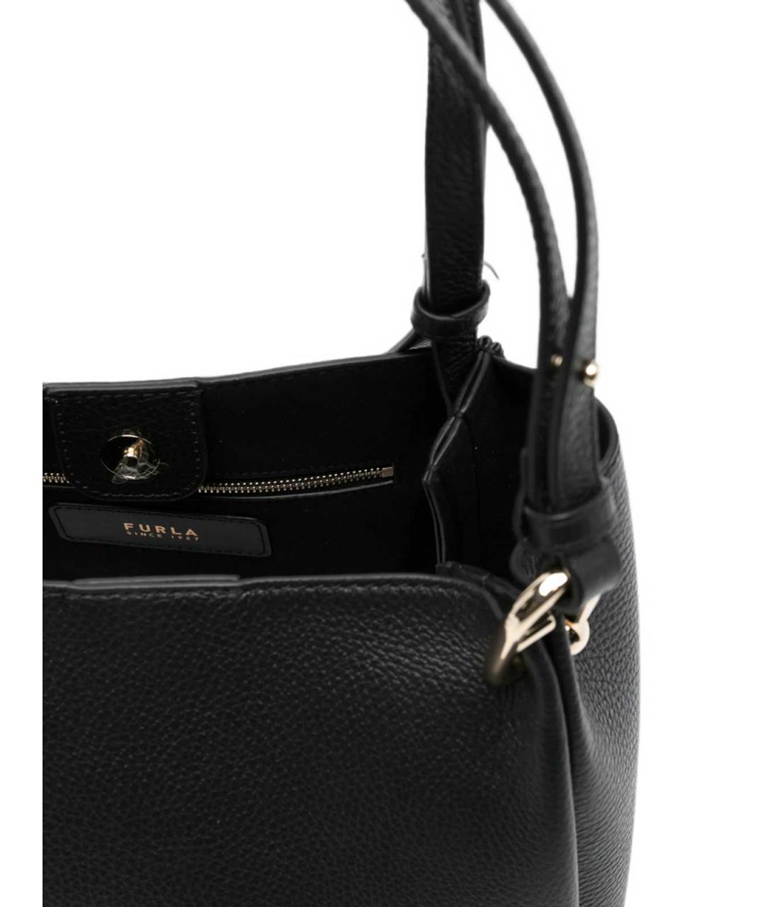 FURLA Черная кожаная сумка тоут, фото 2