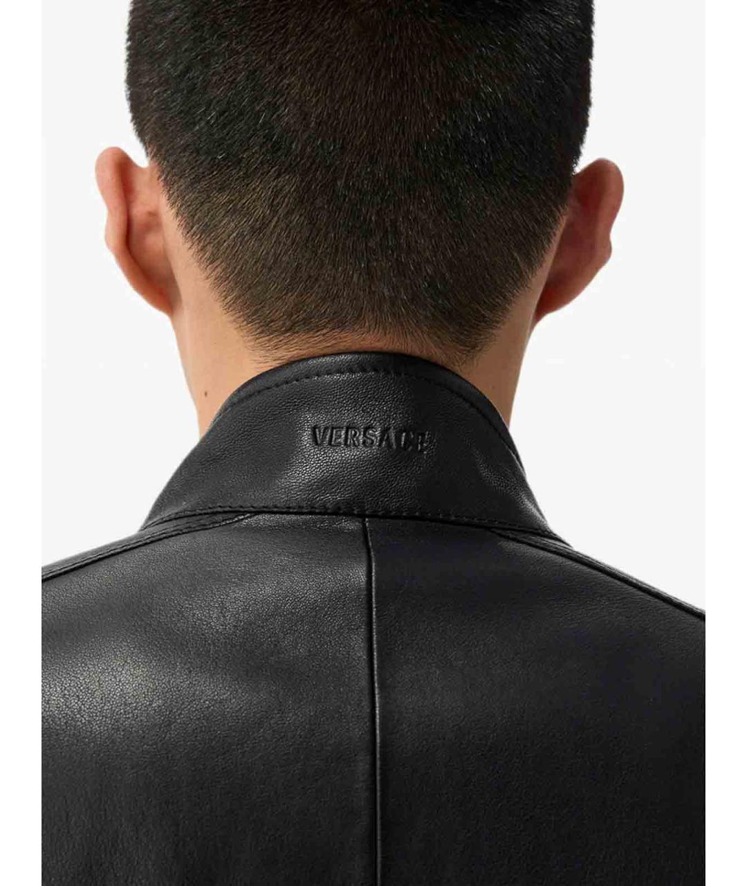 VERSACE Черная кожаная куртка, фото 3