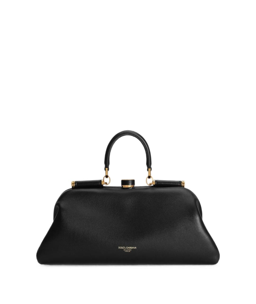 DOLCE&GABBANA Черная кожаная сумка тоут, фото 1