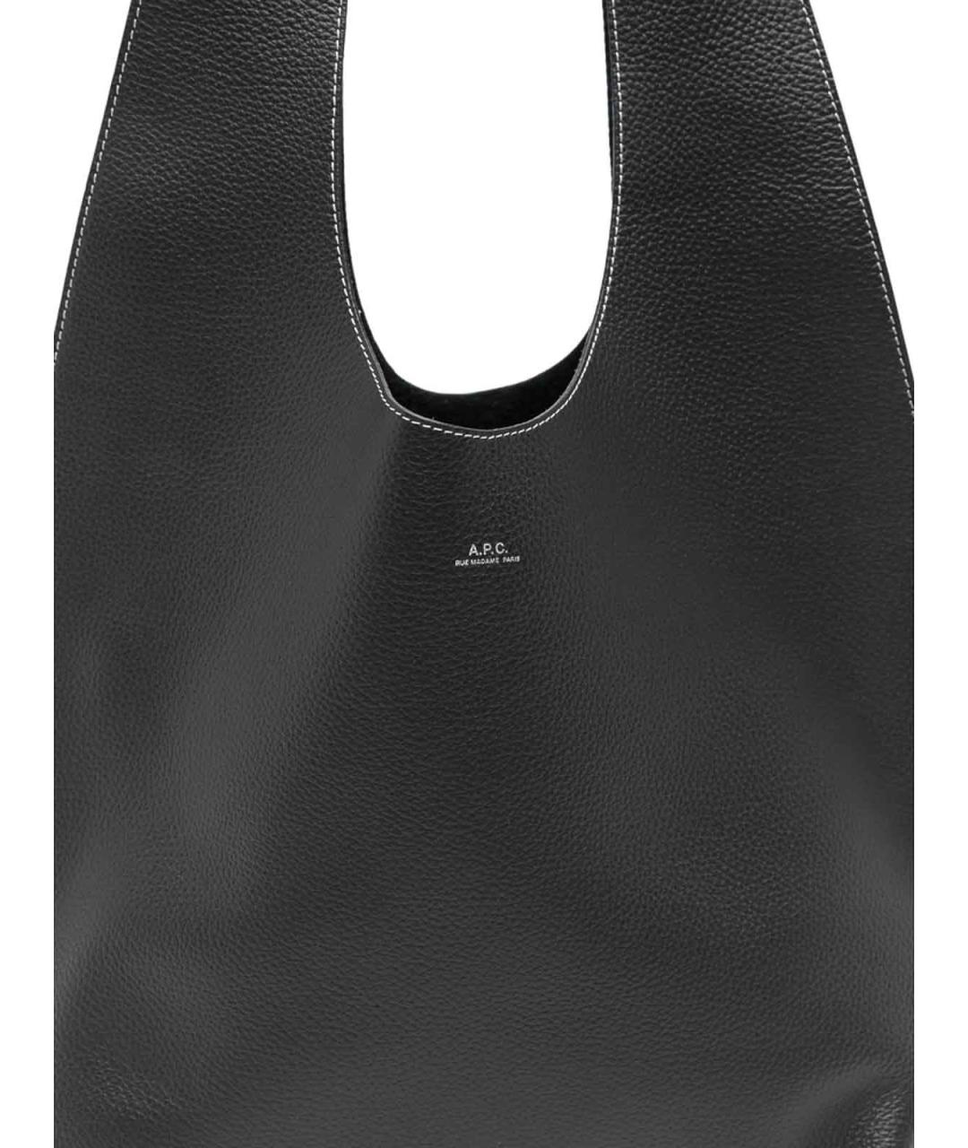 A.P.C. Черная кожаная сумка тоут, фото 3