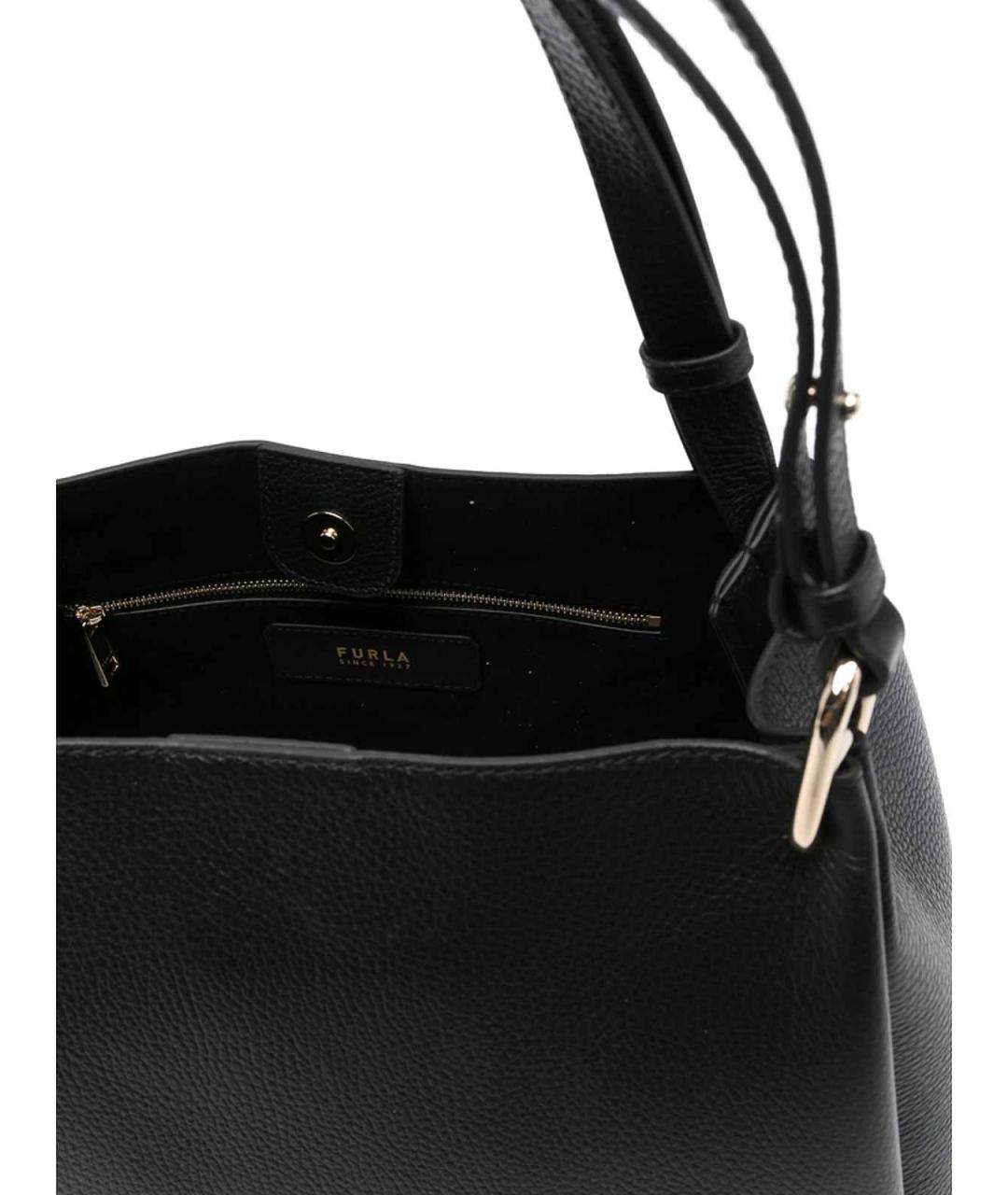 FURLA Черная кожаная сумка тоут, фото 2