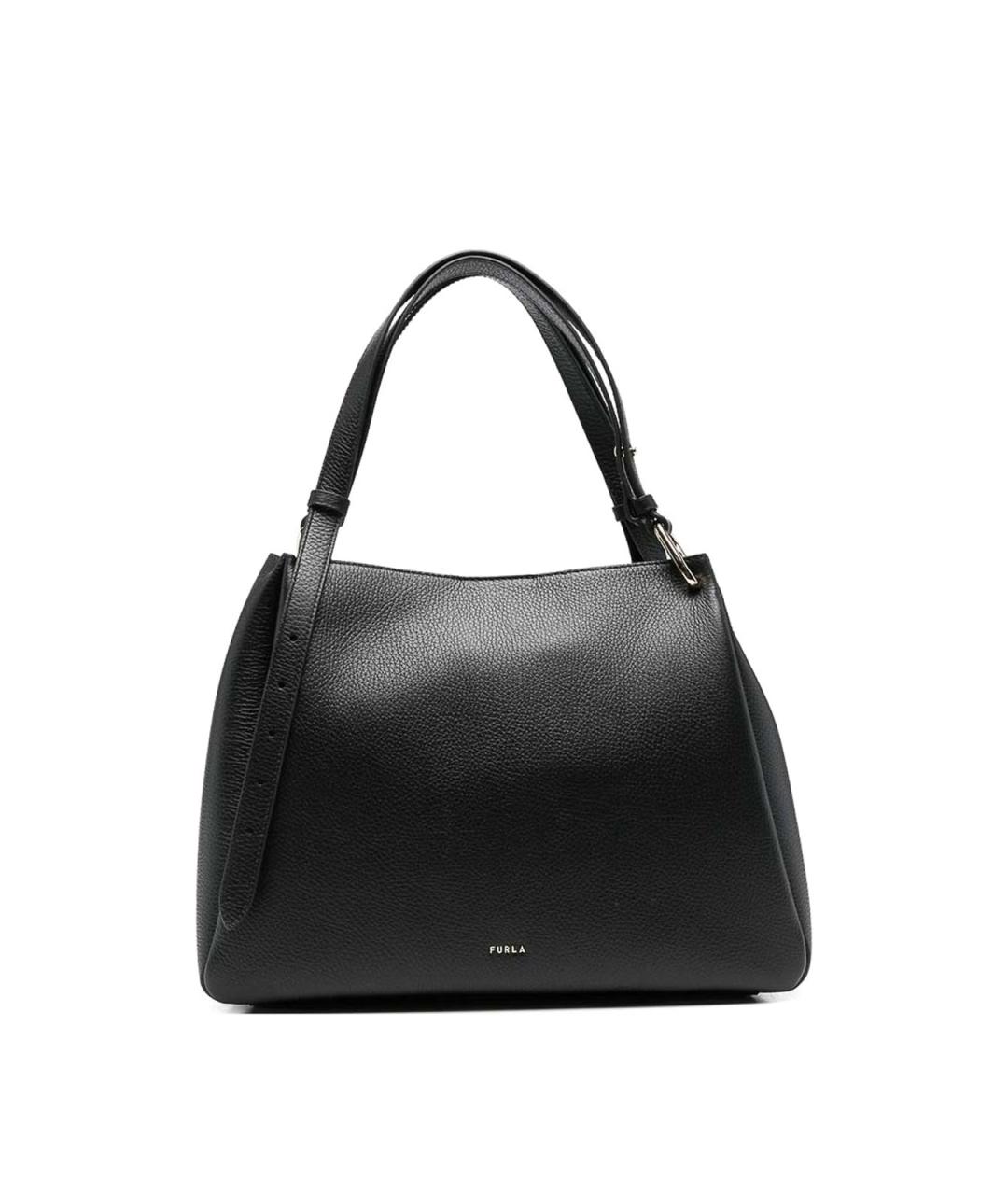 FURLA Черная кожаная сумка тоут, фото 1