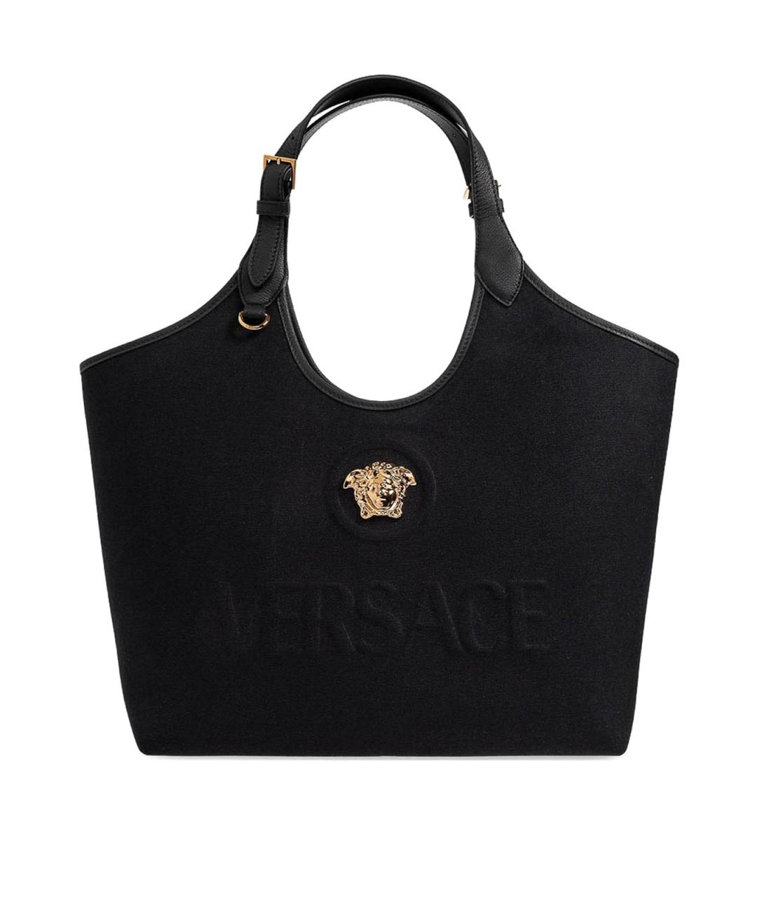 VERSACE Черная хлопковая сумка тоут, фото 1