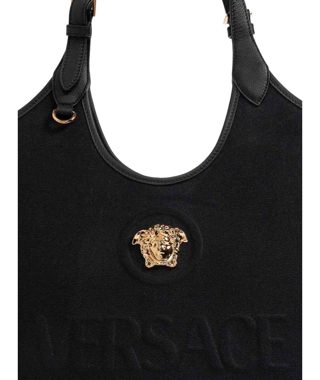 VERSACE Черная хлопковая сумка тоут, фото 2