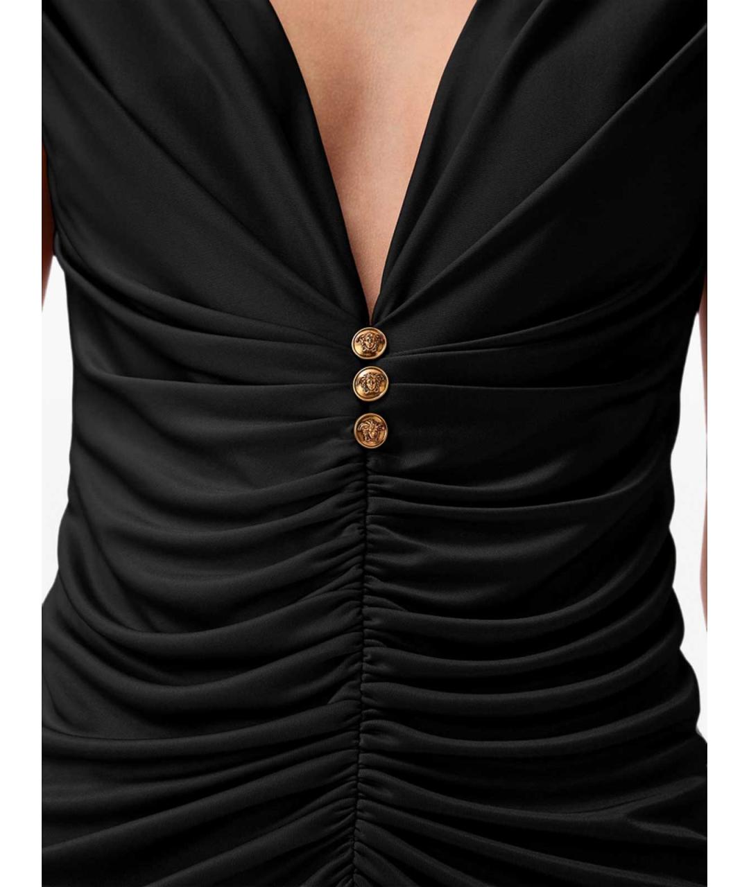 VERSACE Черное вискозное вечернее платье, фото 4
