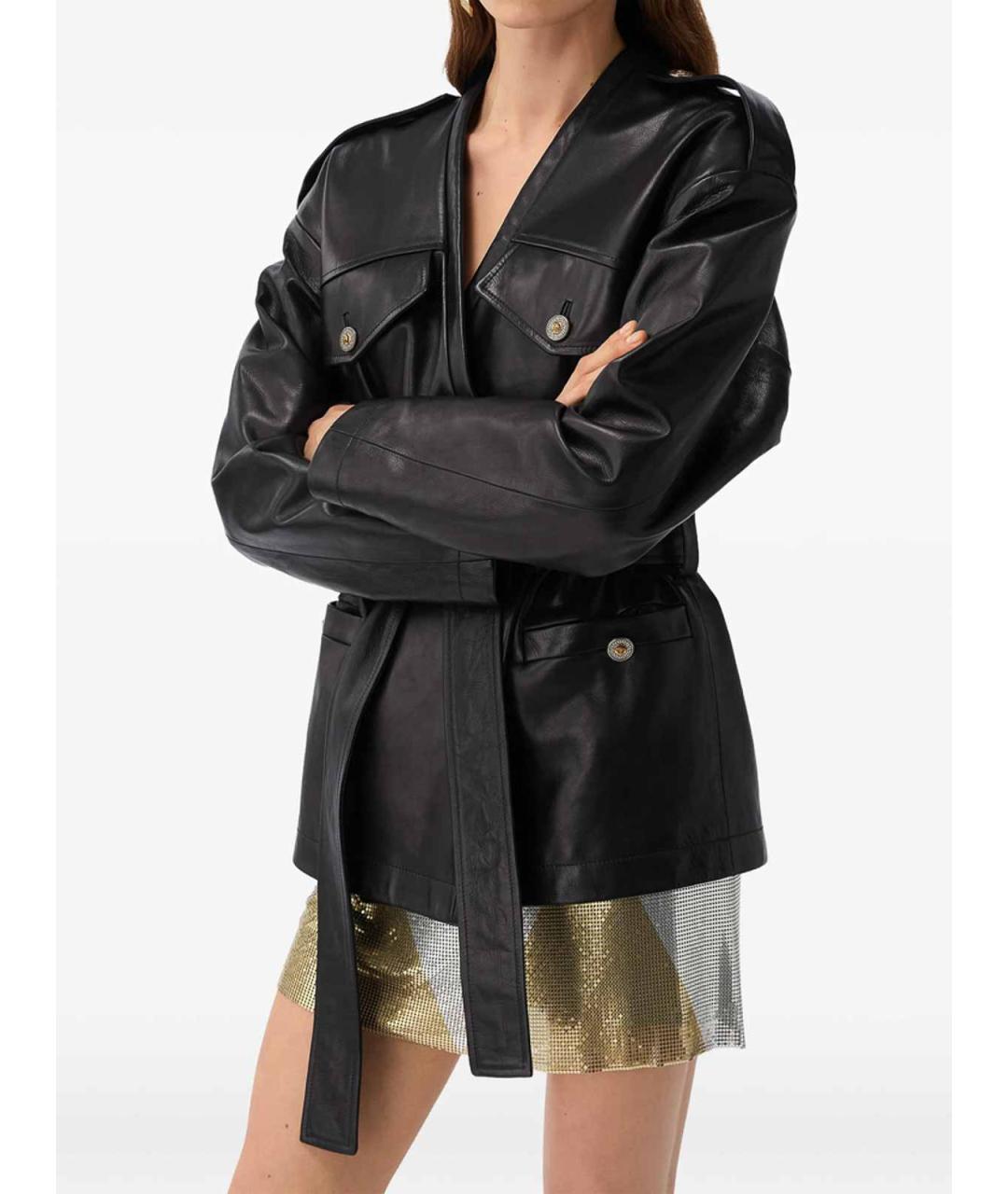 VERSACE Черная кожаная куртка, фото 2