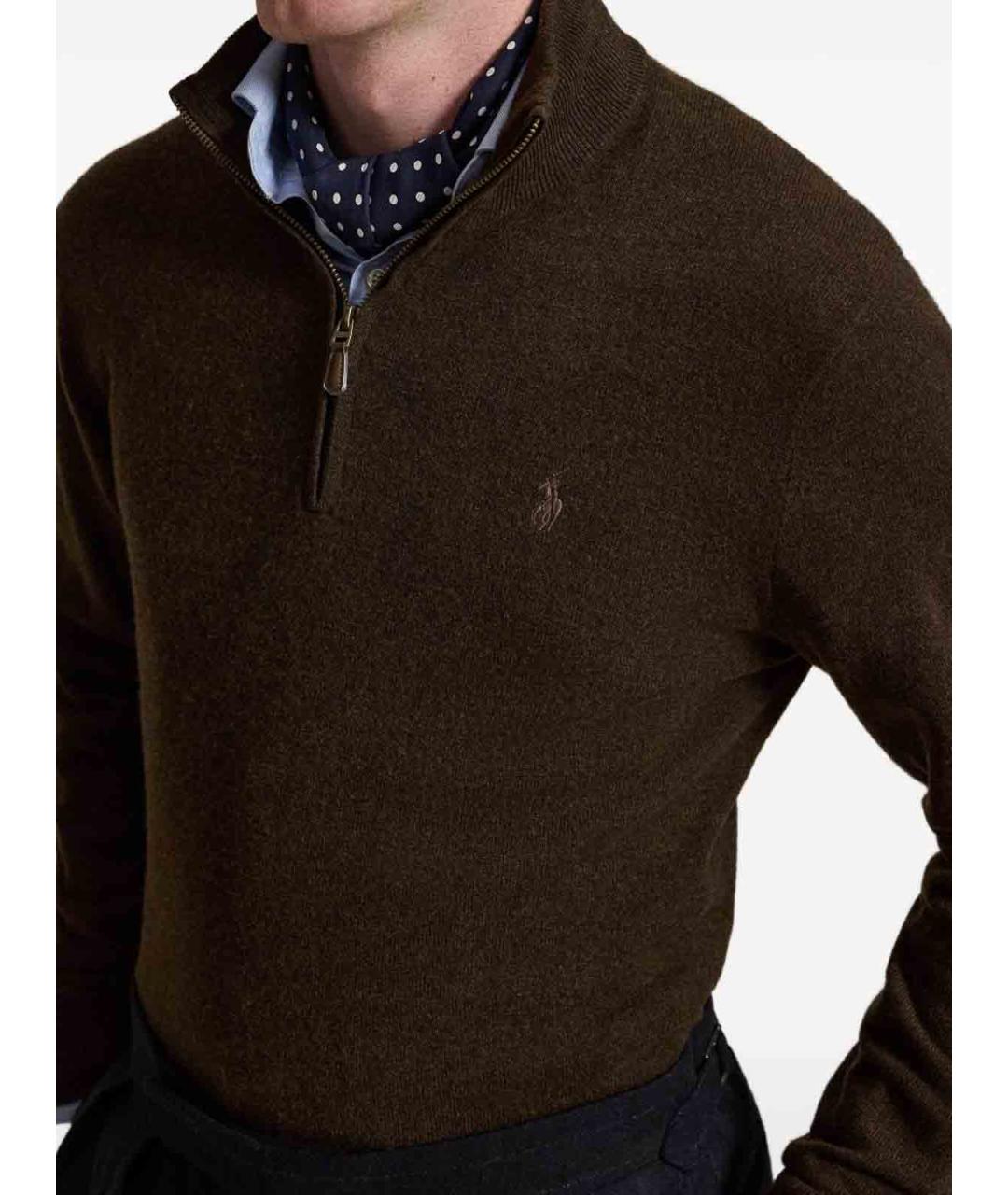 POLO RALPH LAUREN Коричневый шерстяной джемпер / свитер, фото 5