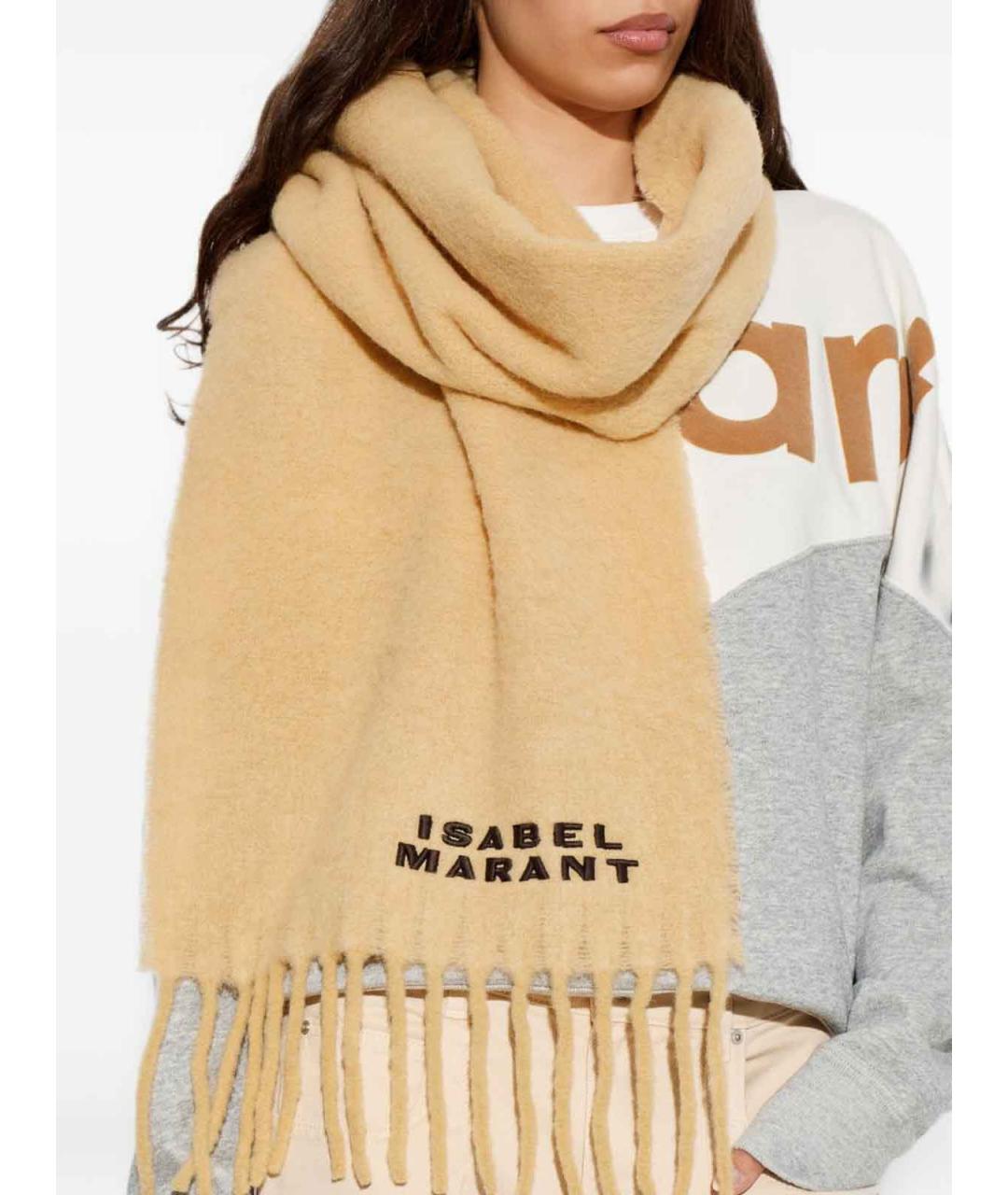 ISABEL MARANT Бежевый шерстяной шарф, фото 4