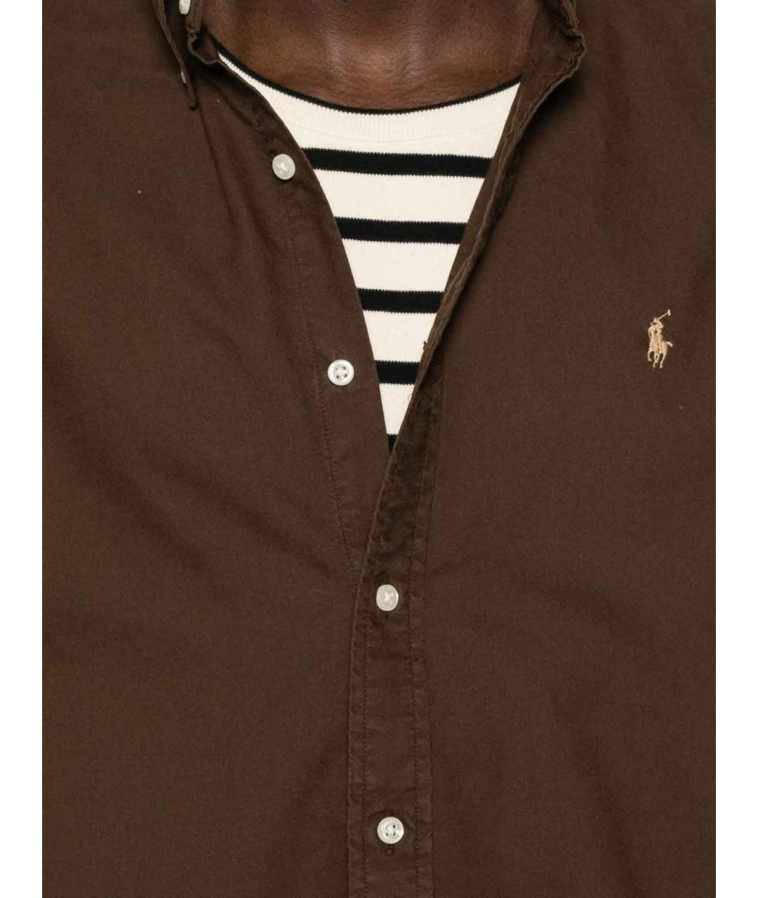 POLO RALPH LAUREN Коричневая хлопковая кэжуал рубашка, фото 5