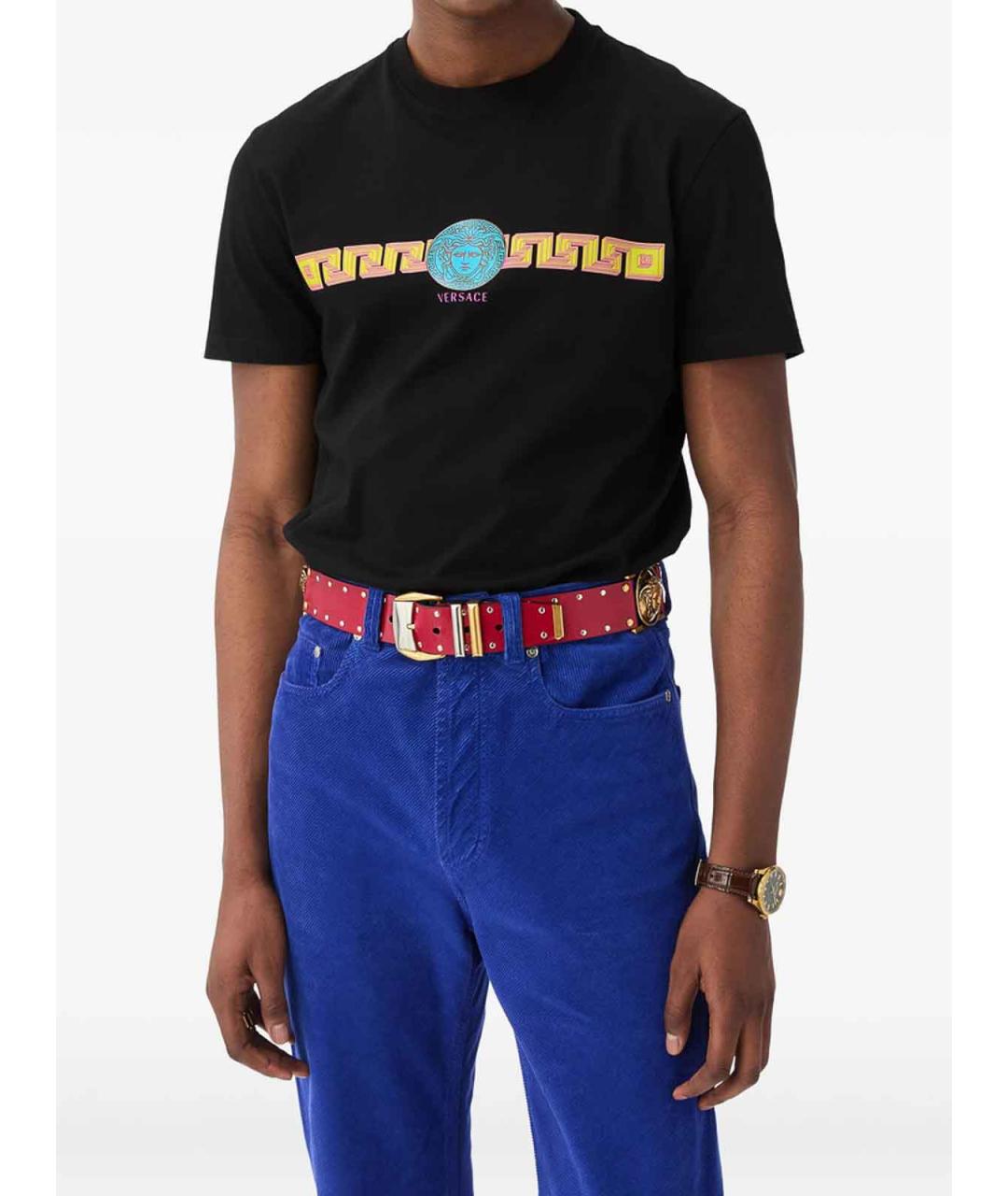 VERSACE Черная хлопковая футболка, фото 3