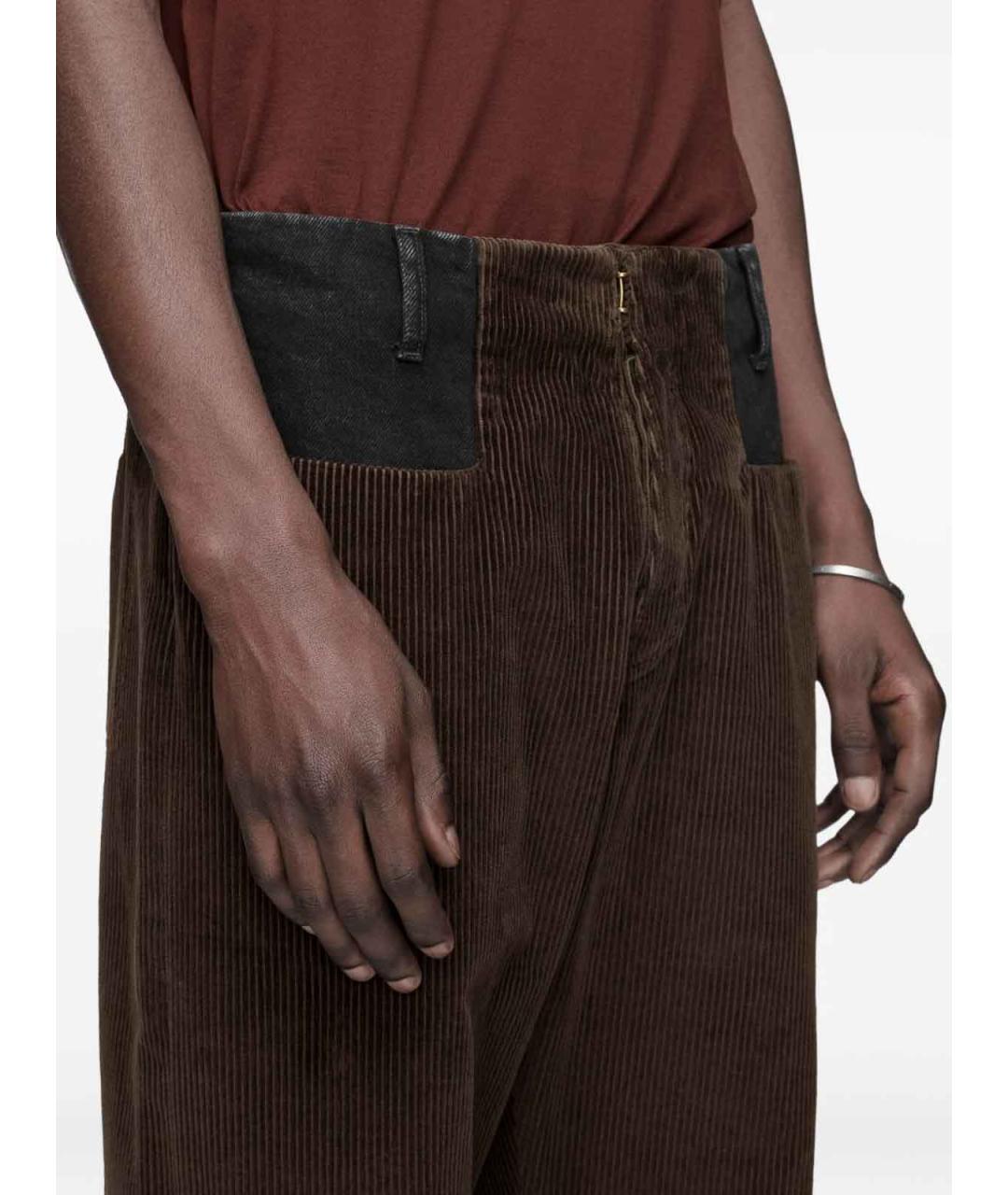 MAISON MARGIELA Коричневые хлопковые повседневные брюки, фото 4