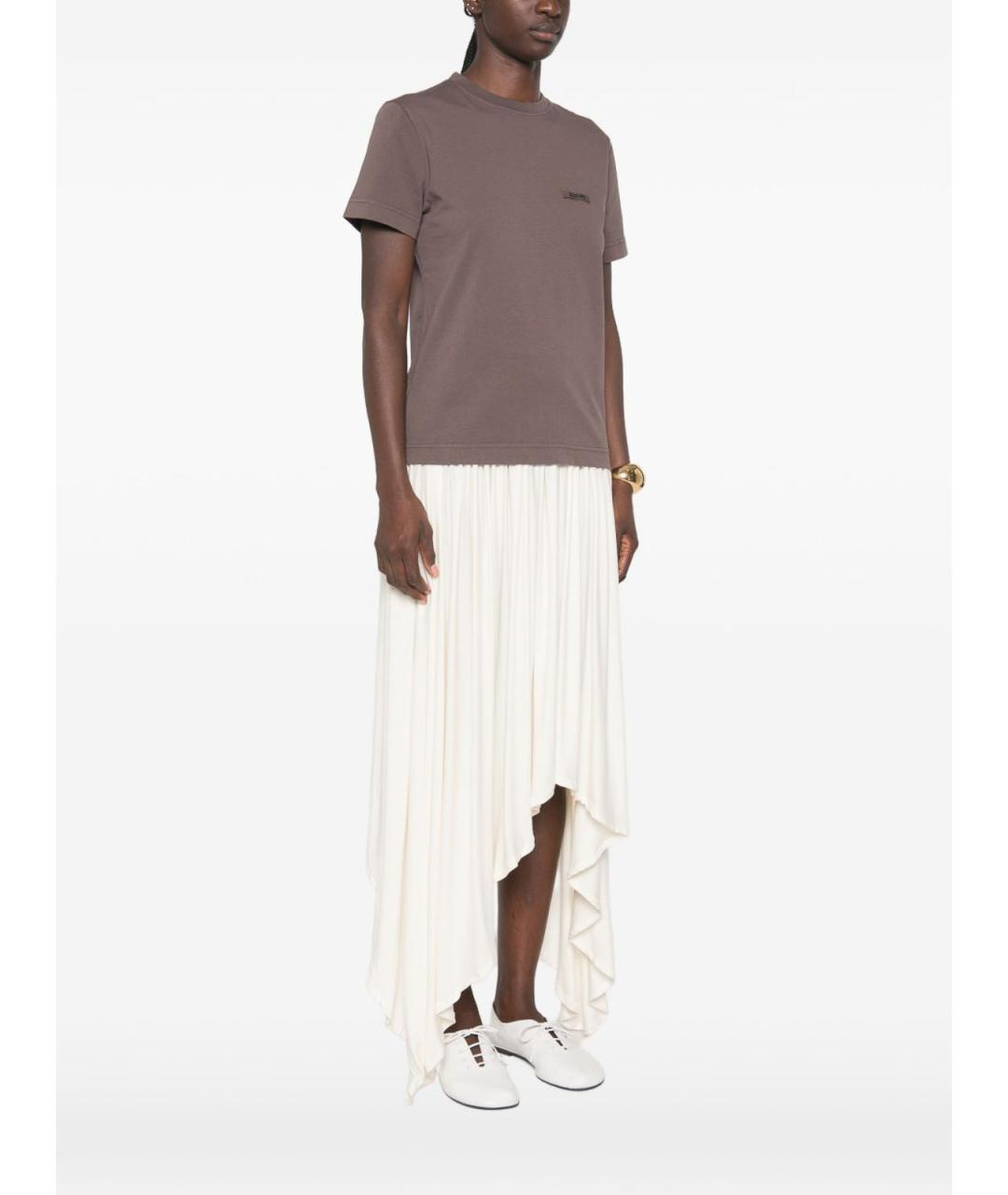 JACQUEMUS Коричневая хлопковая футболка, фото 5