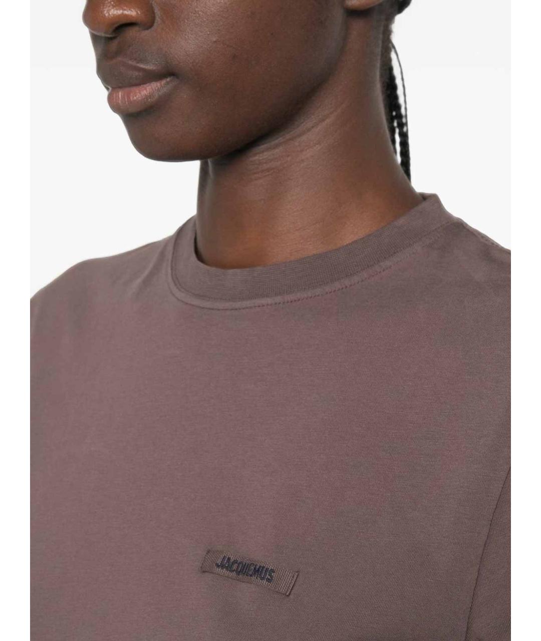 JACQUEMUS Коричневая хлопковая футболка, фото 2