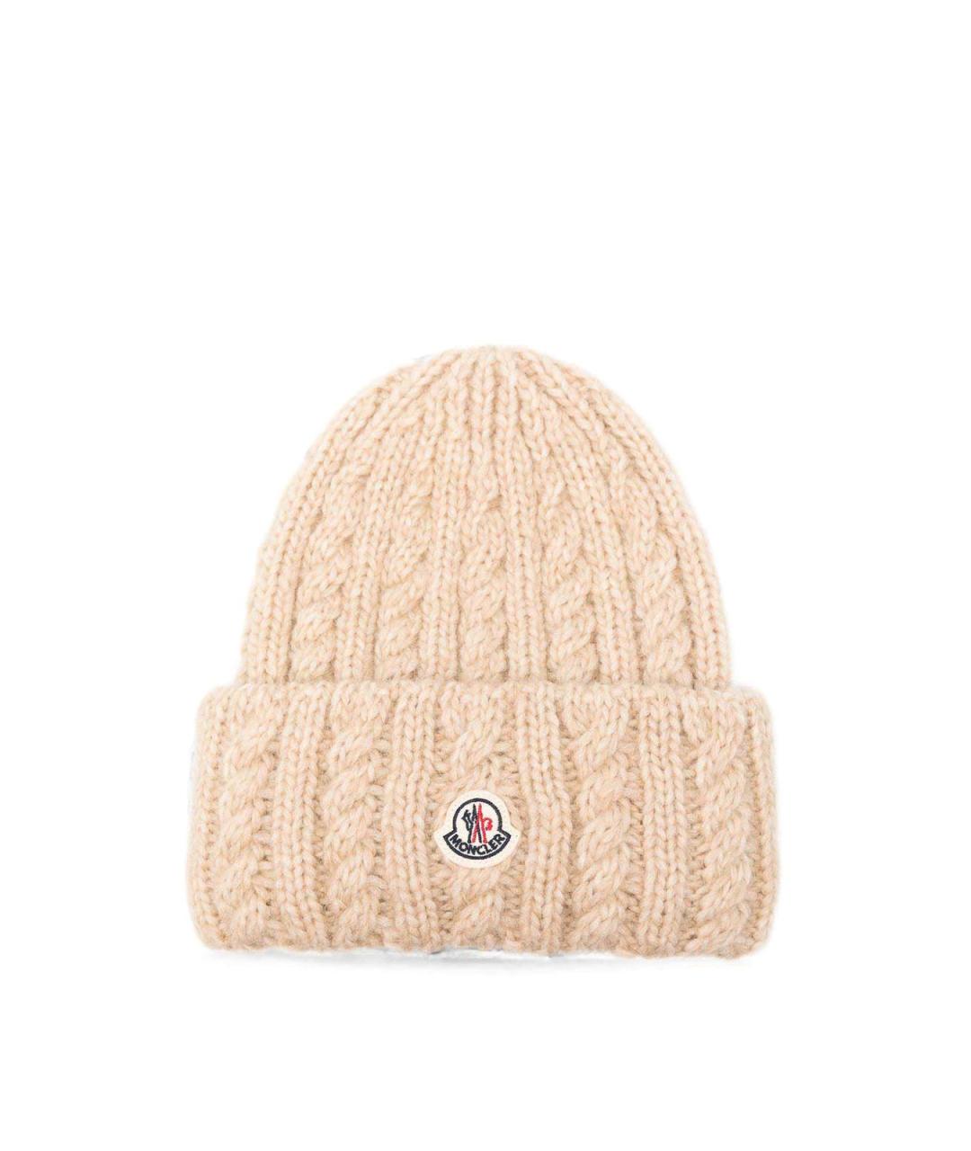 MONCLER Бежевая шерстяная шапка, фото 1