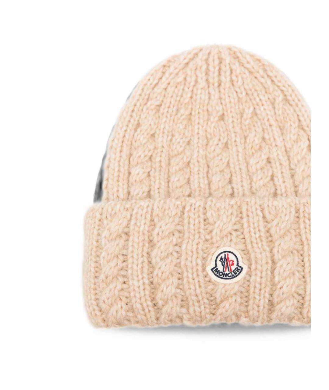 MONCLER Бежевая шерстяная шапка, фото 2