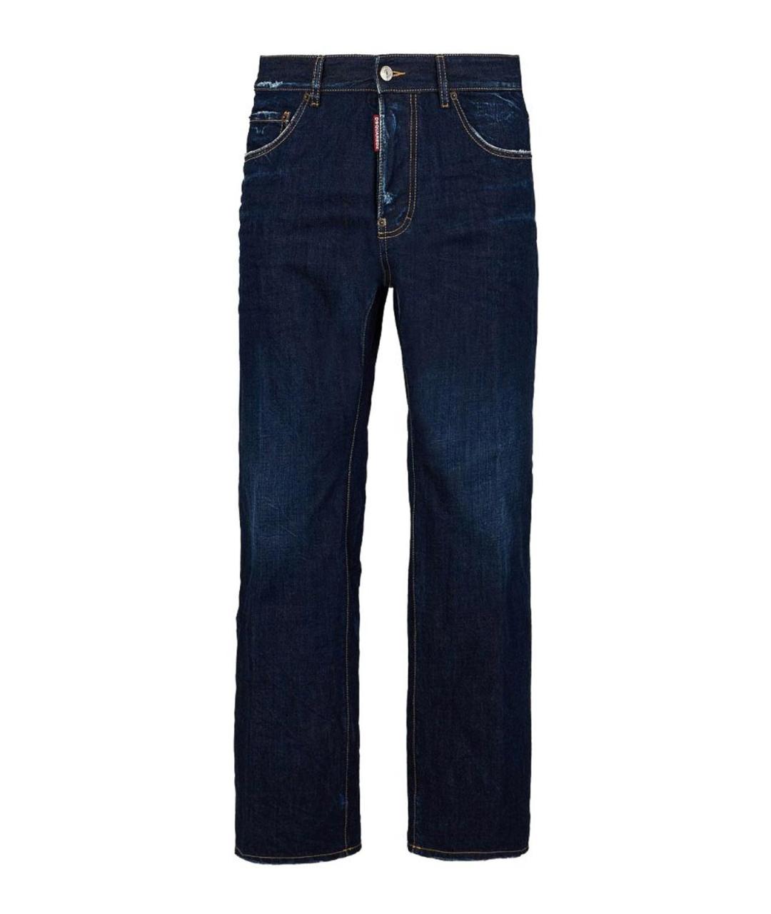 DSQUARED2 Синие хлопковые прямые джинсы, фото 3