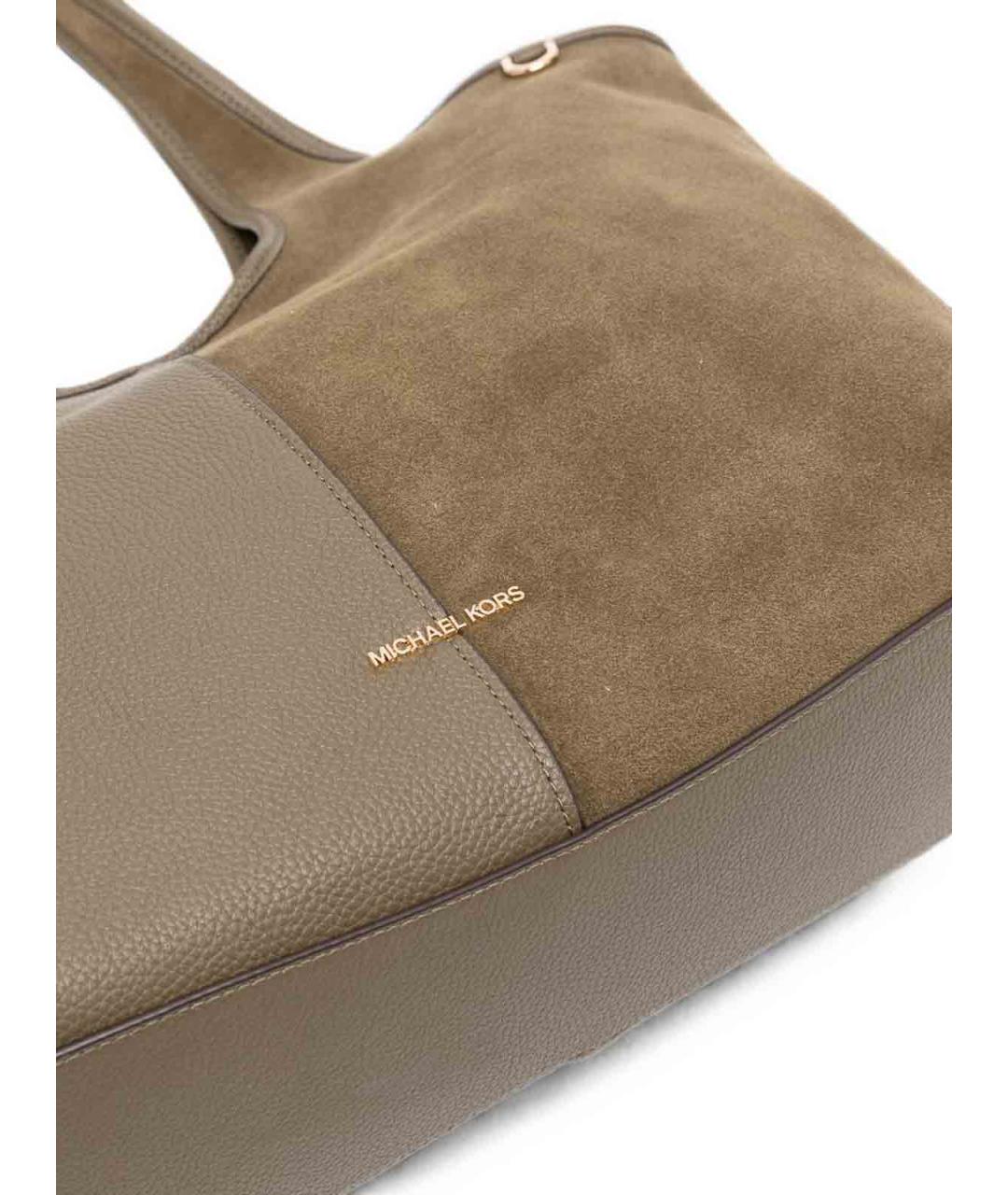 MICHAEL KORS Хаки кожаная сумка тоут, фото 2