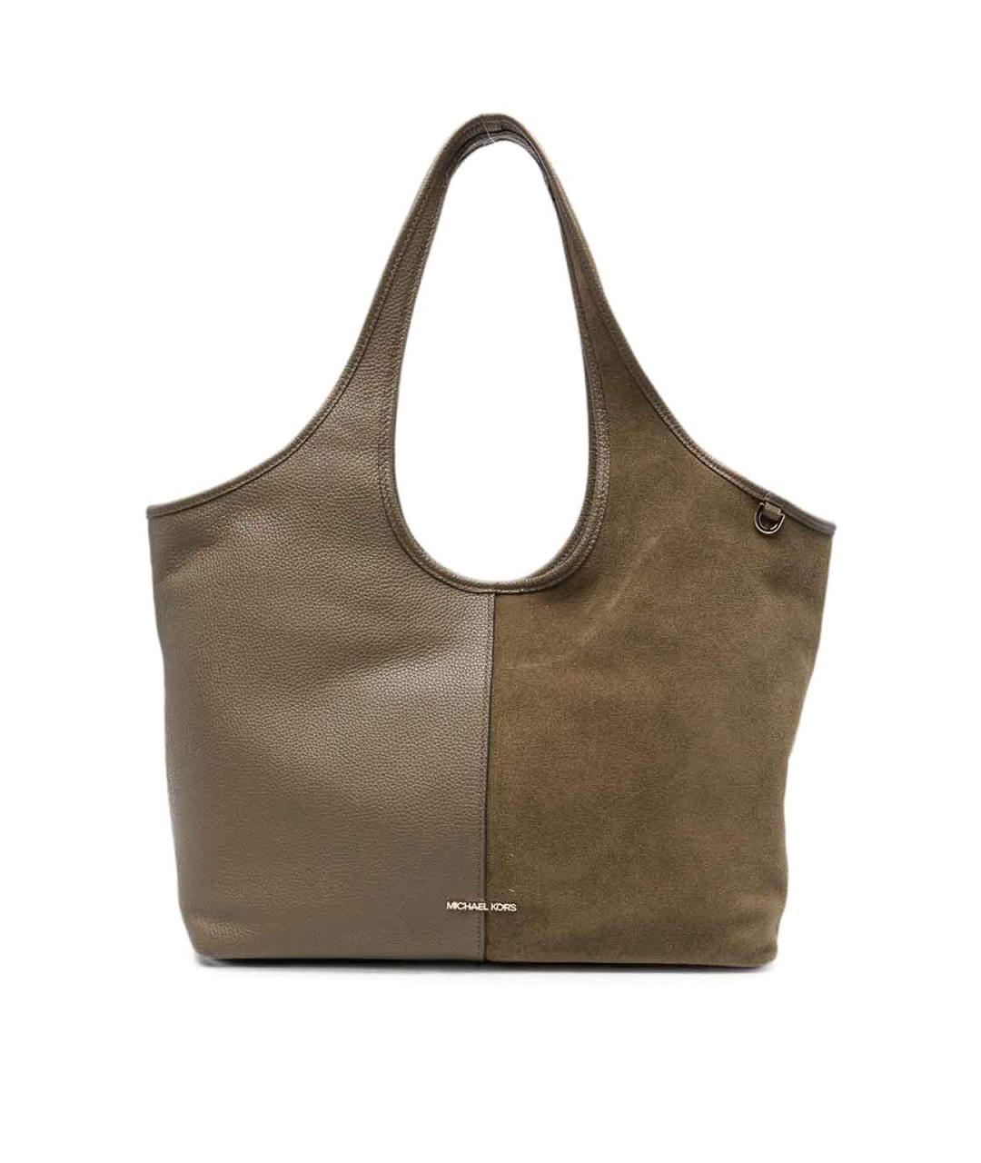 MICHAEL KORS Хаки кожаная сумка тоут, фото 1