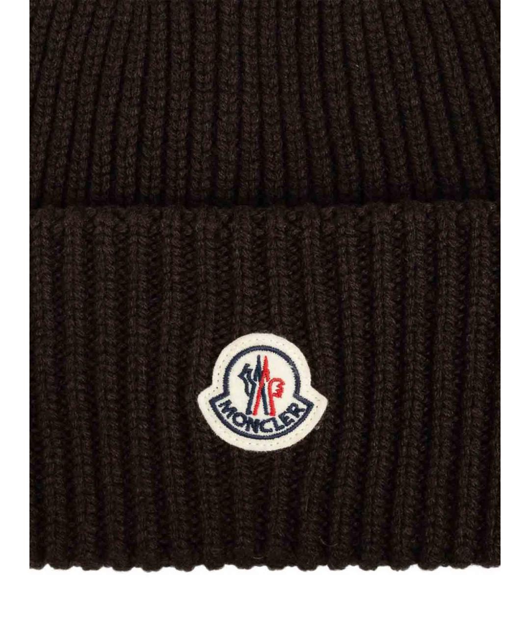 MONCLER Коричневая шерстяная шапка, фото 3