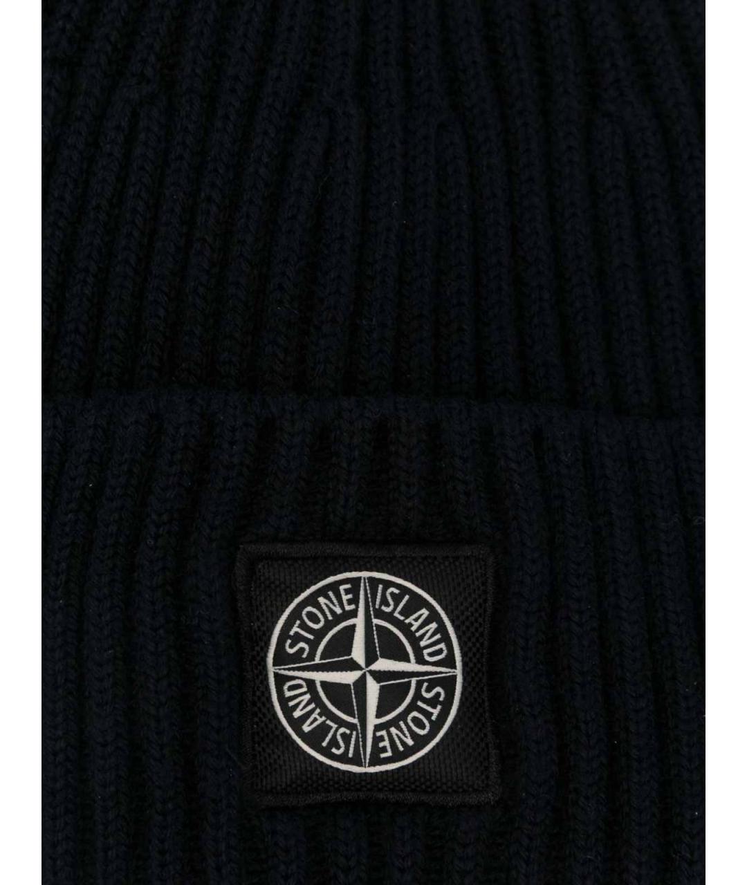 STONE ISLAND Темно-синяя шерстяная шапка, фото 2