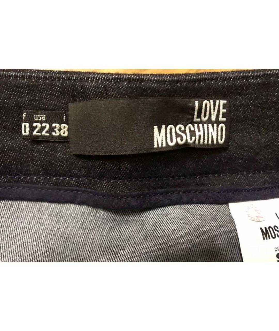 LOVE MOSCHINO Темно-синяя деним юбка мини, фото 3