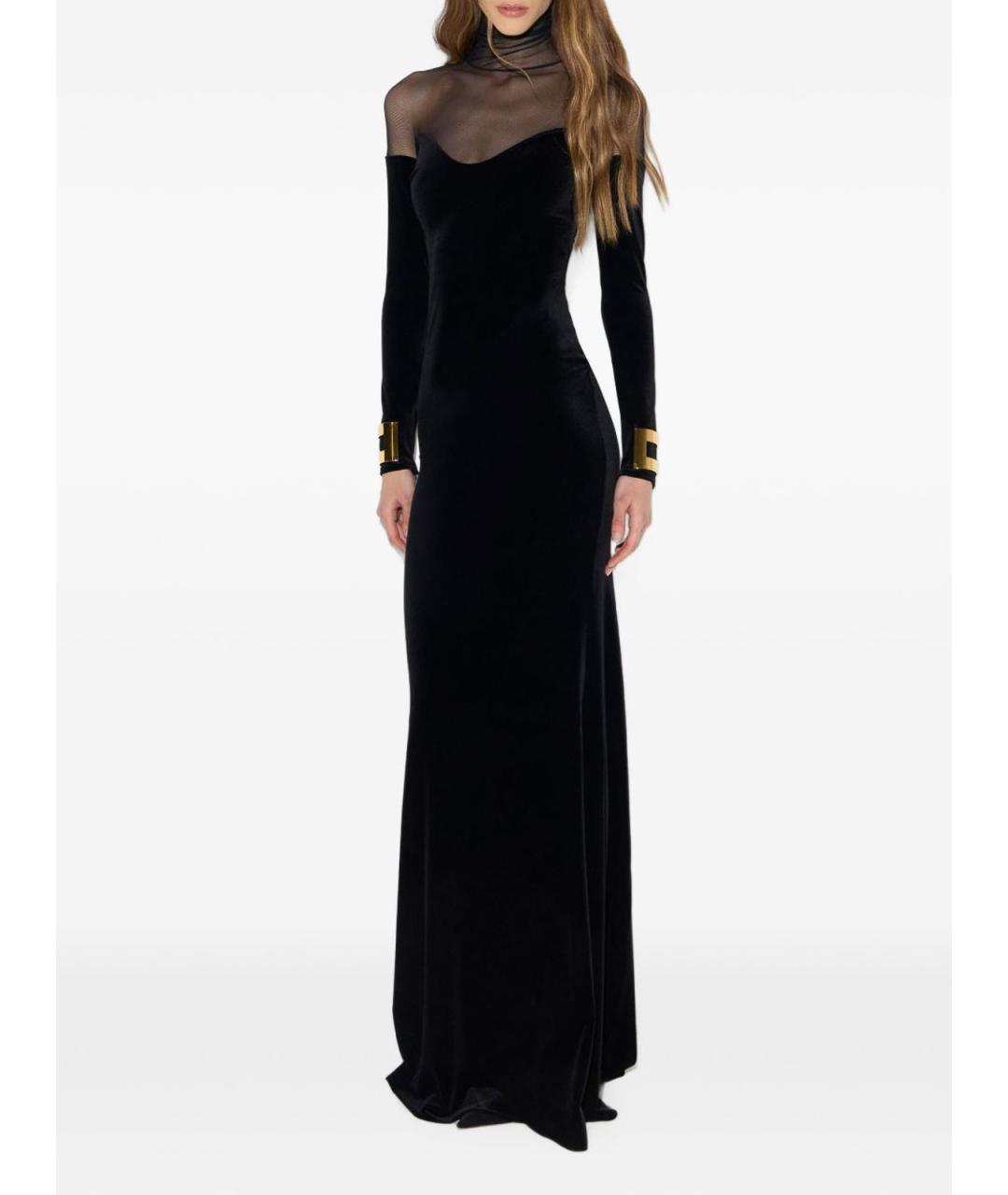 ELISABETTA FRANCHI Черное бархатное вечернее платье, фото 5