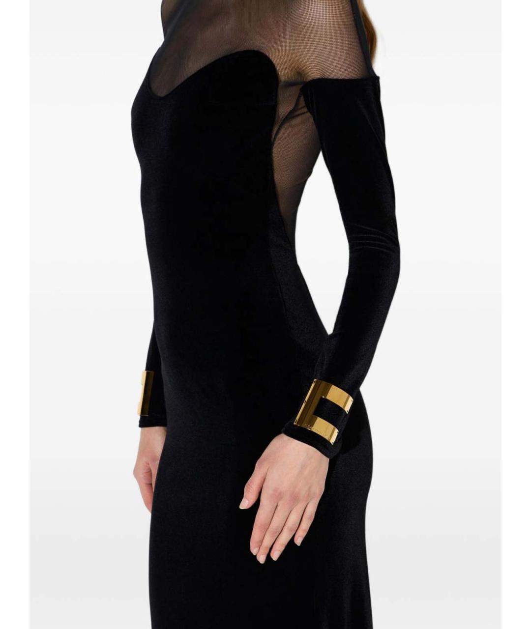 ELISABETTA FRANCHI Черное бархатное вечернее платье, фото 3