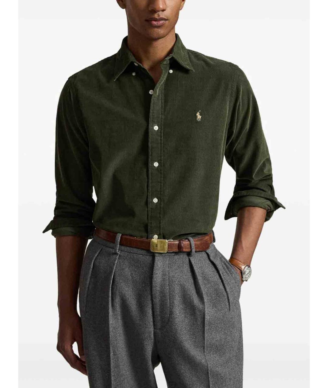 POLO RALPH LAUREN Зеленая хлопковая кэжуал рубашка, фото 5