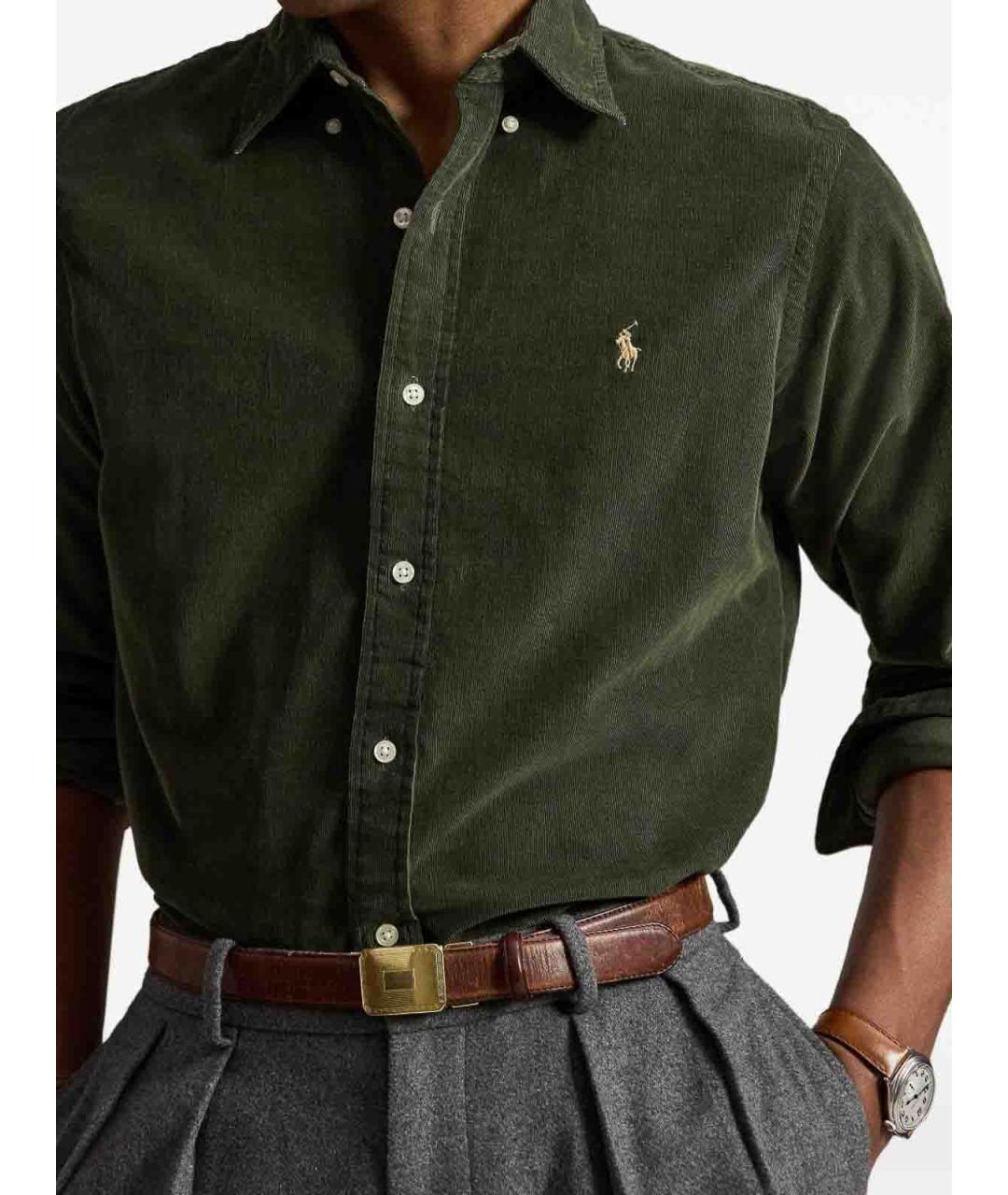POLO RALPH LAUREN Зеленая хлопковая кэжуал рубашка, фото 3