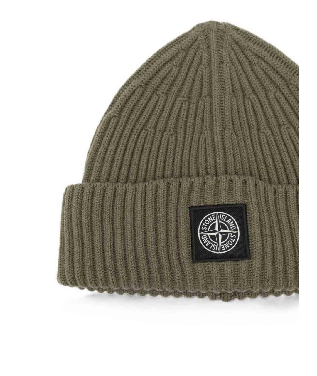 STONE ISLAND Зеленая шерстяная шапка, фото 3