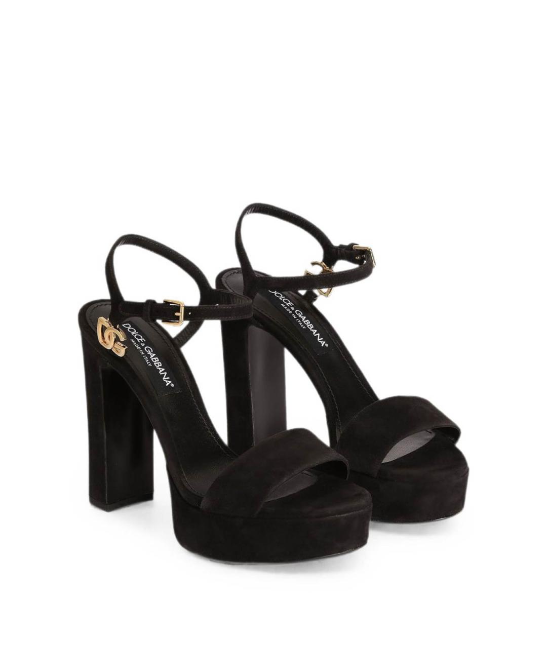 DOLCE&GABBANA Черные замшевые босоножки, фото 2