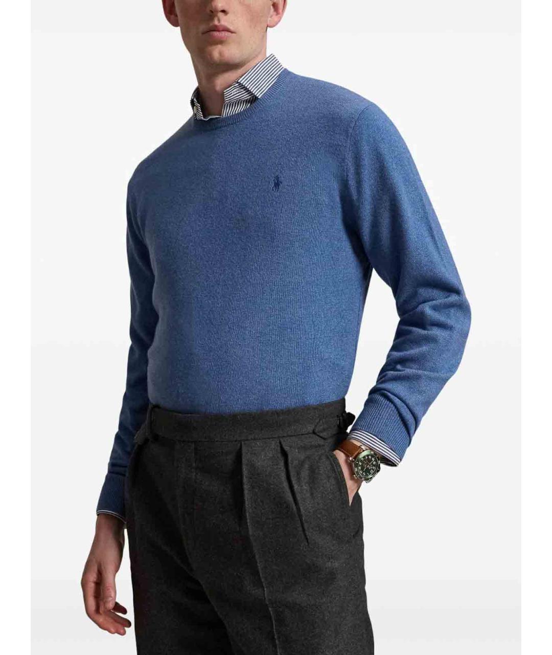 POLO RALPH LAUREN Голубой шерстяной джемпер / свитер, фото 4